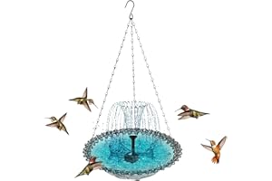 Solar Cascade Hanging Bird Bath Fountain, Hanging Bird Bath with Solar Fountain, Large Humming Birds Bath Fountain, with Sola