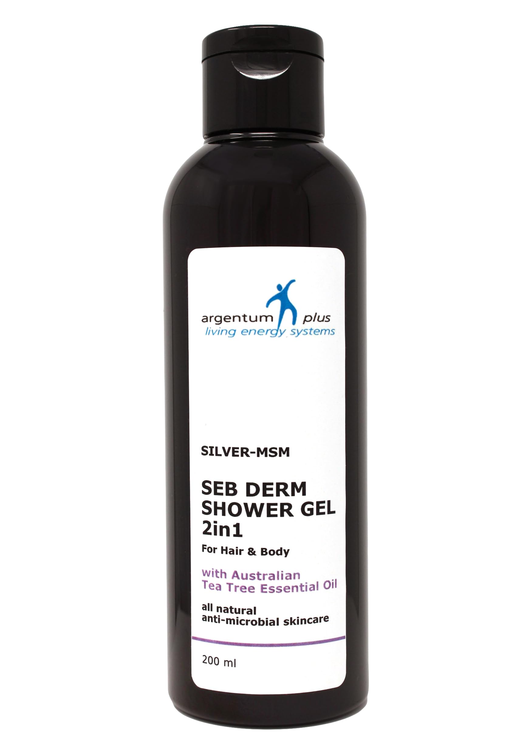 argentum plus - Silver-MSM Seb Derm Shower Gel 2in1 with Australian Tea Tree 200 ml | For skin prone to seborrheic dermatitis