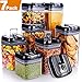 Senbowe [7-Piece] Air-Tight Food Storage Container Set with Durable Plastic,BPA Free,Clear Containers,Stackable Design, for Organizing Kitchen Space - Upgrade Black Lids (3.8×3.8”)
