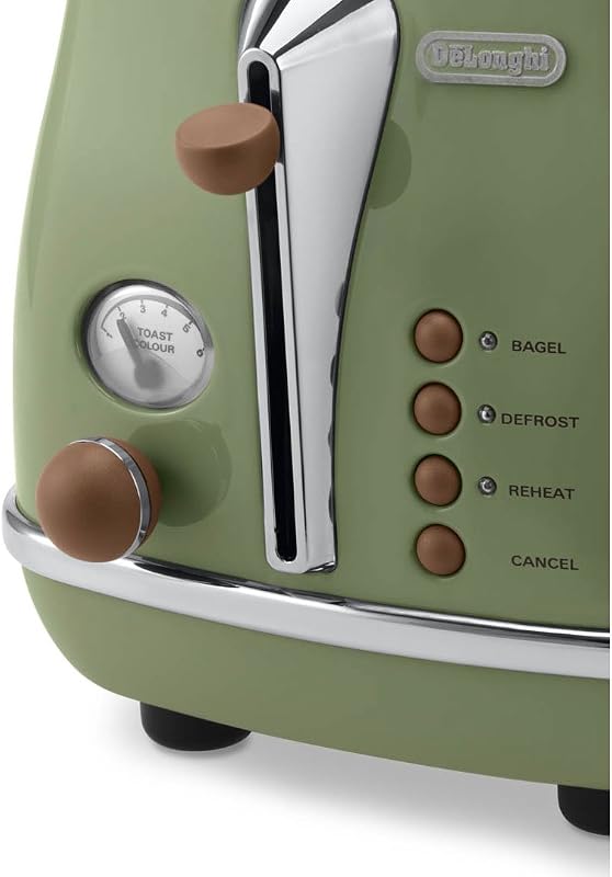 CTOV 2103.GR Icona Vintage Toaster 900 W, 2 fatias, Aço Inoxidável, verde