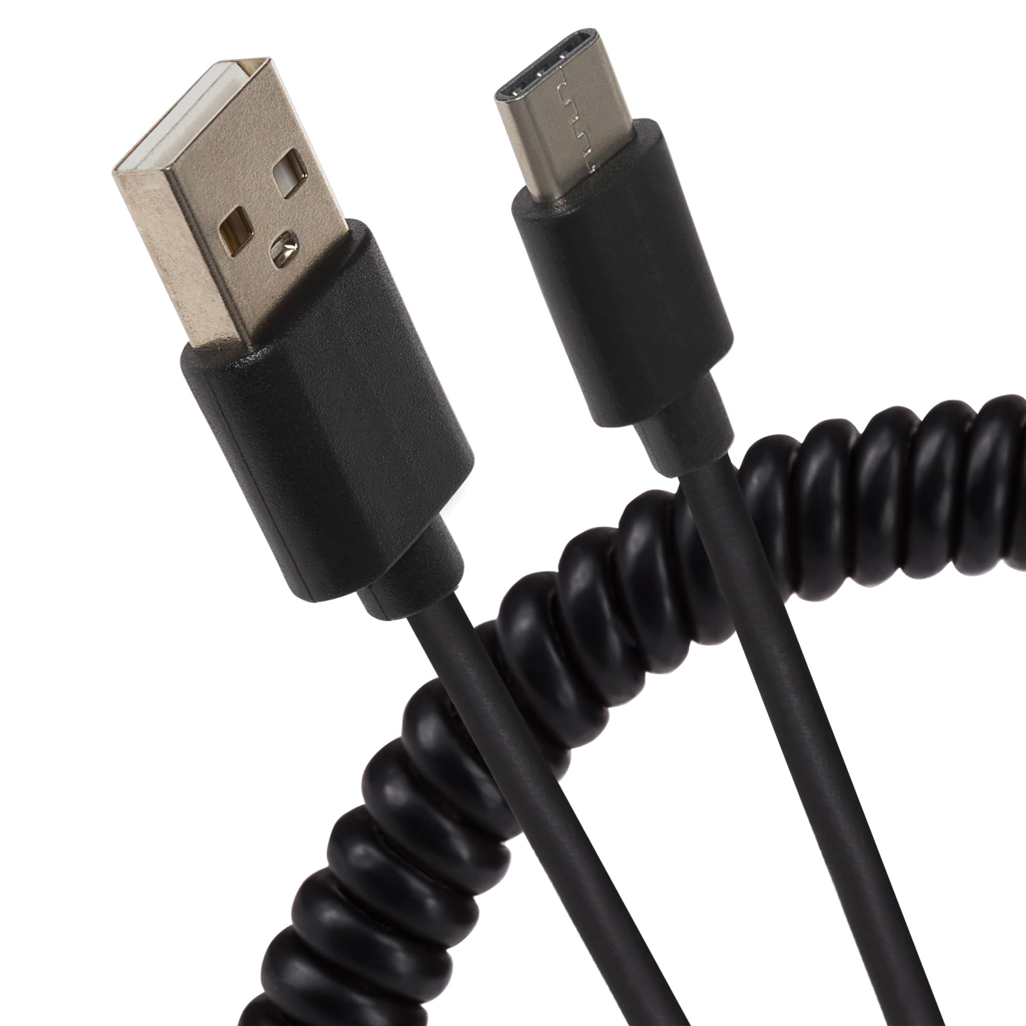 Maplin USB-A to Micro USB-B Coiled Curly Cable Extending to 1m Black