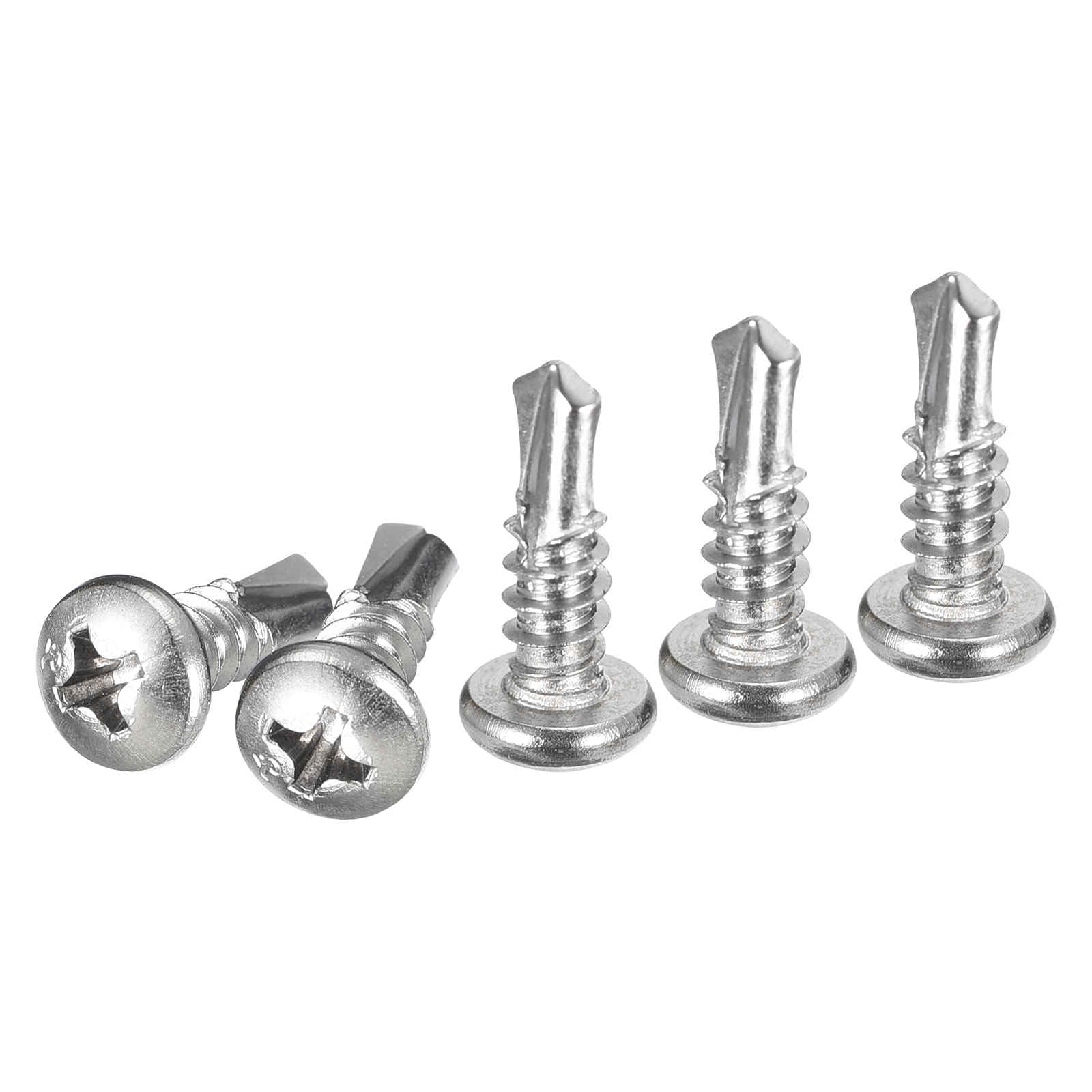 DTGN #10x5/8" Pan Head Self Drilling Screws - 100Pack - 410 Stainless Steel Phillips Drive Self Tapping Sheet Metal Screws