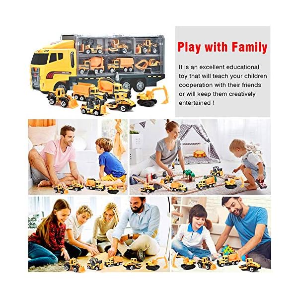DIYARTS-Construction-Toys-Sets-Children-Metal-Play-Vehicles-Tractor-Dump-Truck-Excavator-Tow-Diecast-Car-Toy-for-Age-3-Years-and-Up-Boys-and-Girls-C DIYARTS Construction Toys Sets Children Metal Play Vehicles Tractor Dump Truck Excavator Tow Diecast Car Toy for Age 3 Years and Up Boys and Girls (C)