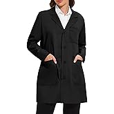 FABRACK Women's Professional Lab Coat 4-Button Long Sleeve Medical Coat with 3 Pockets, XS-XXL