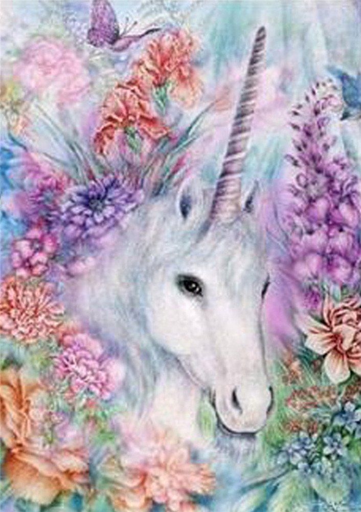 YEESAM ART New Diamond Painting Full Drill 5D Kits - Unicorn Horse Animal 30 * 40cm - DIY Crystals Diamond Rhinestone Painting Pasted Paint by Number Kits Cross Stitch Embroidery