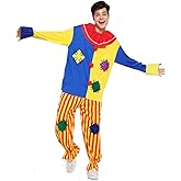 EraSpooky Adult Circus Clown Costume Colorful Suit Halloween Party Joker Role Play