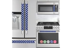 Rio Salto 5-Piece Refrigerator Door Handle Covers Kitchen Decor and Accessories Use on Kitchen Appliance Stove Oven Dishwasher Microwave Fridge Handle Cover Kitchen Accessories (Scalloped Navy)