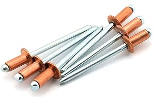 HJ Garden 25pcs 4x8mm Copper Blind Pop Rivet Round Dome Head Open End Decorating Fastener Nails Pop Rivets