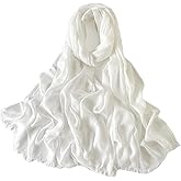 Utaly Women's Cotton Blend Scarves Lady Light Soft Vintage Solid Scarf Wrap Shawl