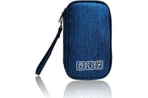 DUMEALAGR Electronic Organizer Bag Cable Organizer Travel Cord Organizer Case Pouch Portable Carrying Case for Charger Hard Drive Earphone USB SD Card (Navy)