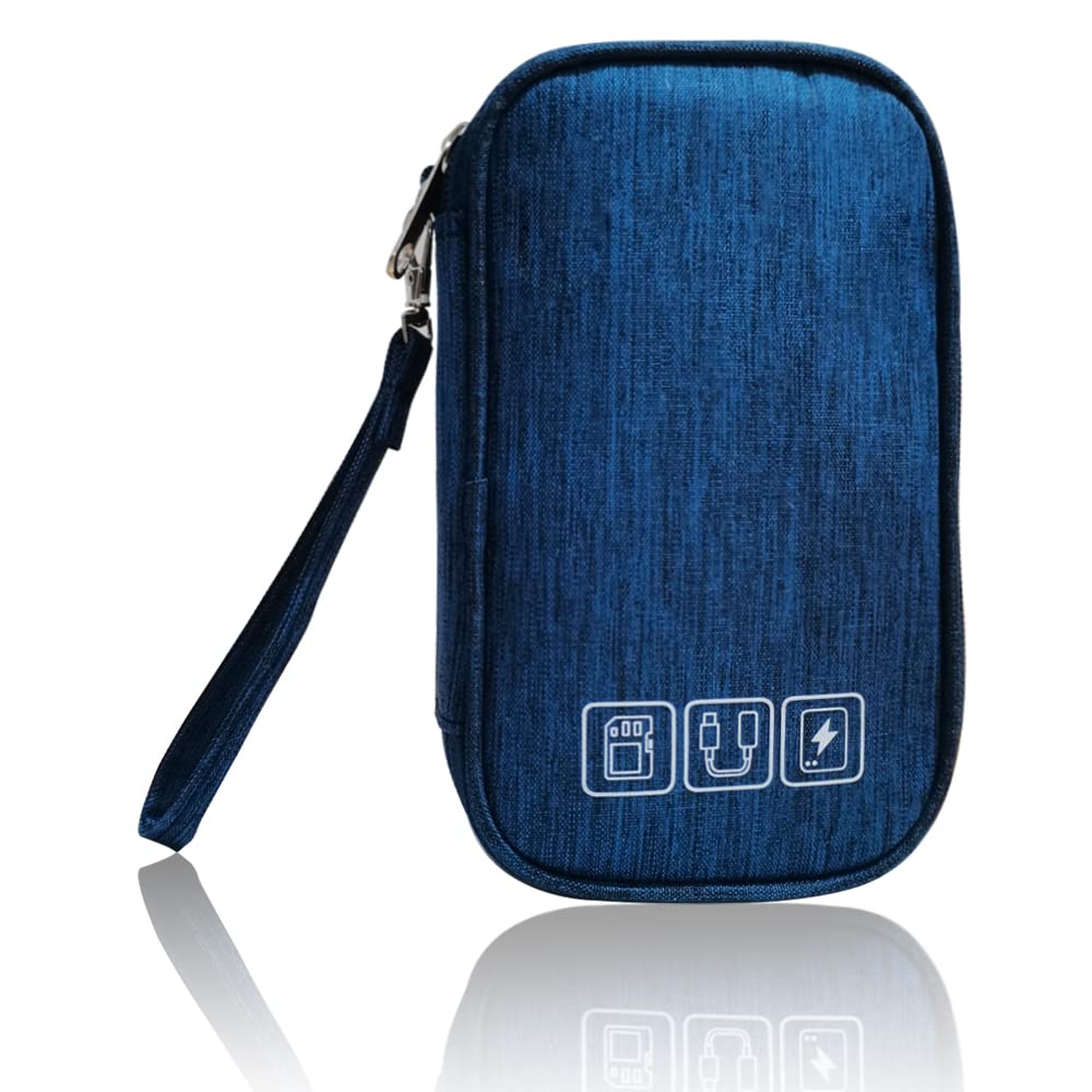 Photo 1 of Electronic Organizer Bag Cable Organizer Travel Cord Organizer Case Pouch Portable Carrying Case for Charger Hard Drive Earphone USB SD Card (Navy)