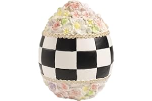 Bechivie Easter Decorations for Home, Resin White and Black Decorative Easter Eggs Figurines, Centerpiece Table Mantel Shelf Spring Indoor Decor