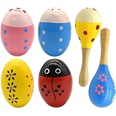 Wooden Easter Eggs Shakers Toys, 4 Eggs with 2 Shaker Sand Hammer | Maracas Kids Hand Percussion Shakers Percussion Musical for Party Favors Kids Easter Basket Stuffers