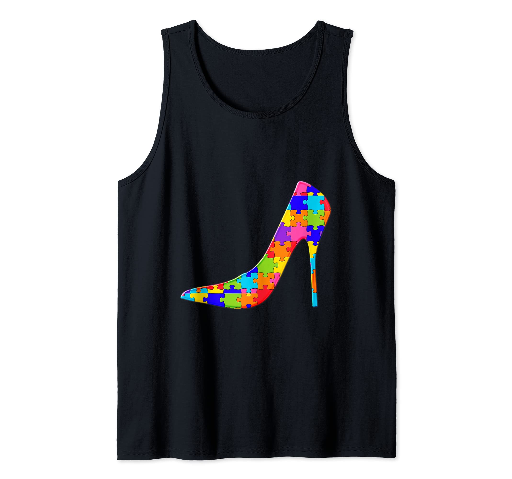 Fashion High heel girl woman shoe Jigsaw Autism Puzzle Tank Top