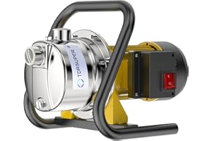 TDRSUPER 1.0HP Electric Shallow Well Pump 110V Portable Water Transfer Pump 1080GPH 18GPM Stainless Steel Pumps 150ft Heigh Draining Irrigation Pump for Garden Lawn Draining Irrigation System