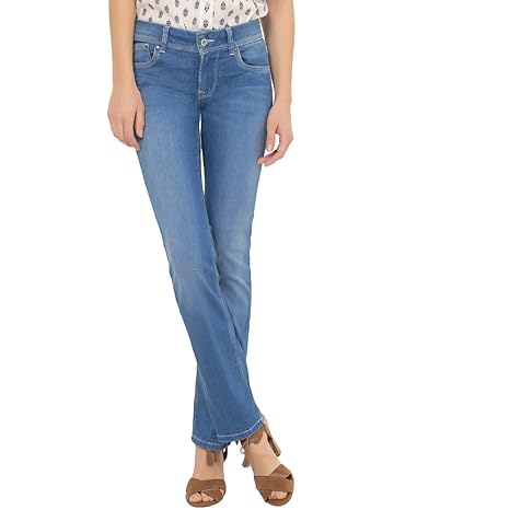 Pepe, Damen Jeans Hose, Saturn Straight,Stretchdenim,Blue Used [19745]