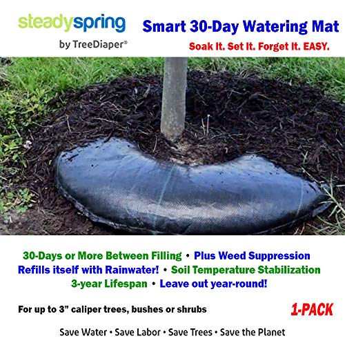 Smart Tree Watering Mat - Auto Refills With Rain and Slow Releases As Plant Needs - New Water Absorption Slow Release Technology Prevents Over and Under Watering - Large Tree Diaper 36" Ring For Trees