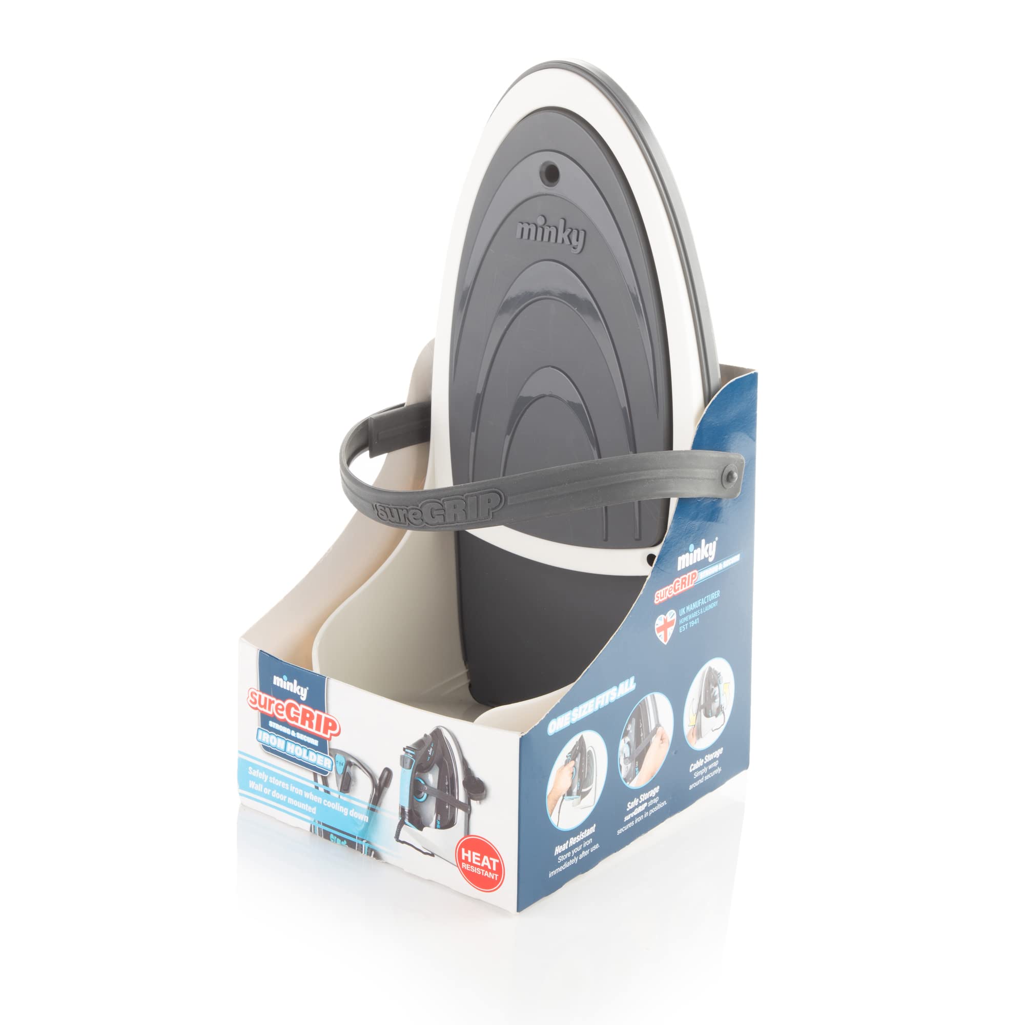 Photo 1 of Minky VH80900108 Sure Grip Iron Holder with Strong and Secure Strip, Grey, One Size