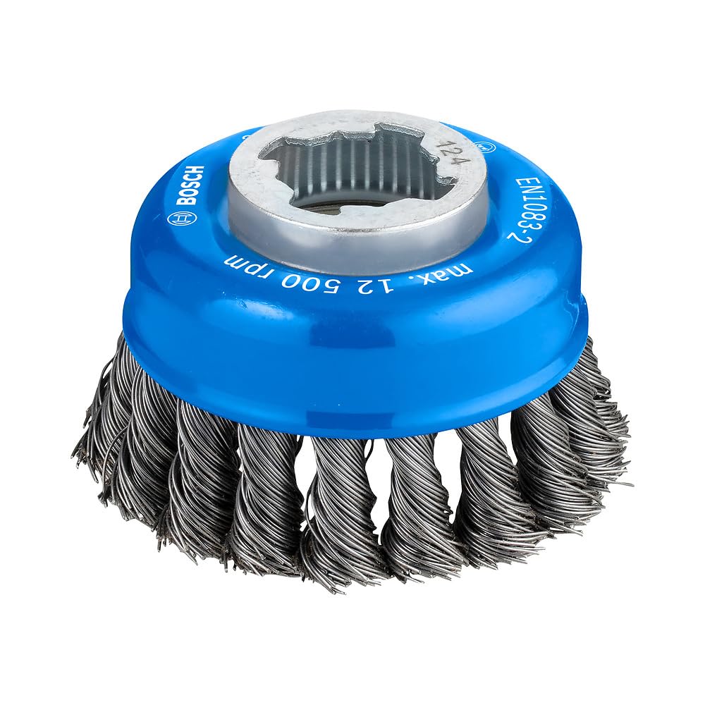 Bosch 1x PRO Steel Longlife Cup Brush, Knotted Wire for Small Angle Grinder and X-Lock (for Steel, Ø 75 mm, Professional Accessory Small Angle Grinder)