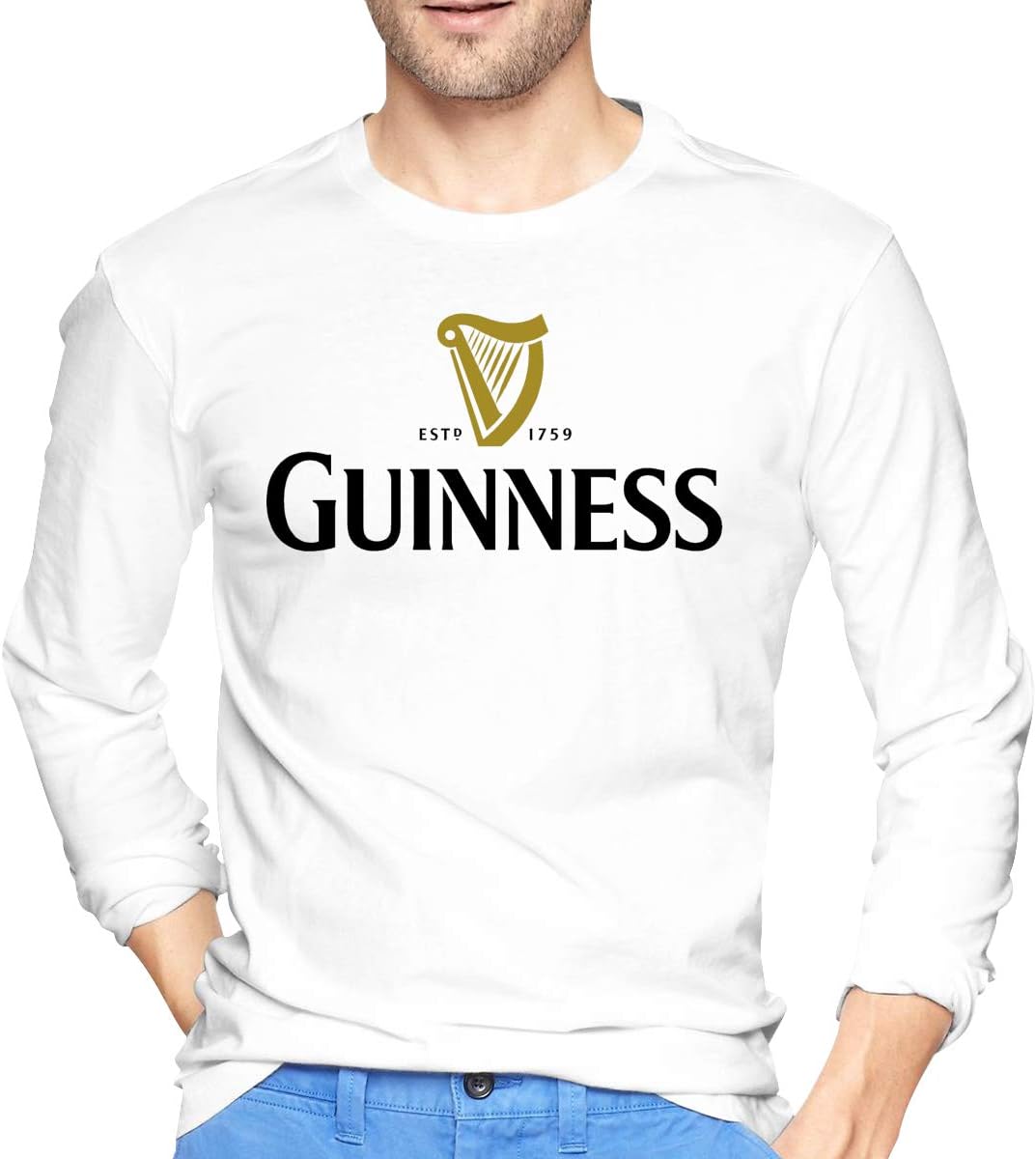 DGFHGT Guinness Long Sleeve Crew Neck T-Shirt Shirts Casual Tops Tee