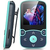 AGPTEK 64GB MP3 Player with Clip, A65 Bluetooth 5.3 Lossless Sound with FM Radio, Voice Recorder for Sport Running, Supports up to 128GB TF Card, Blue