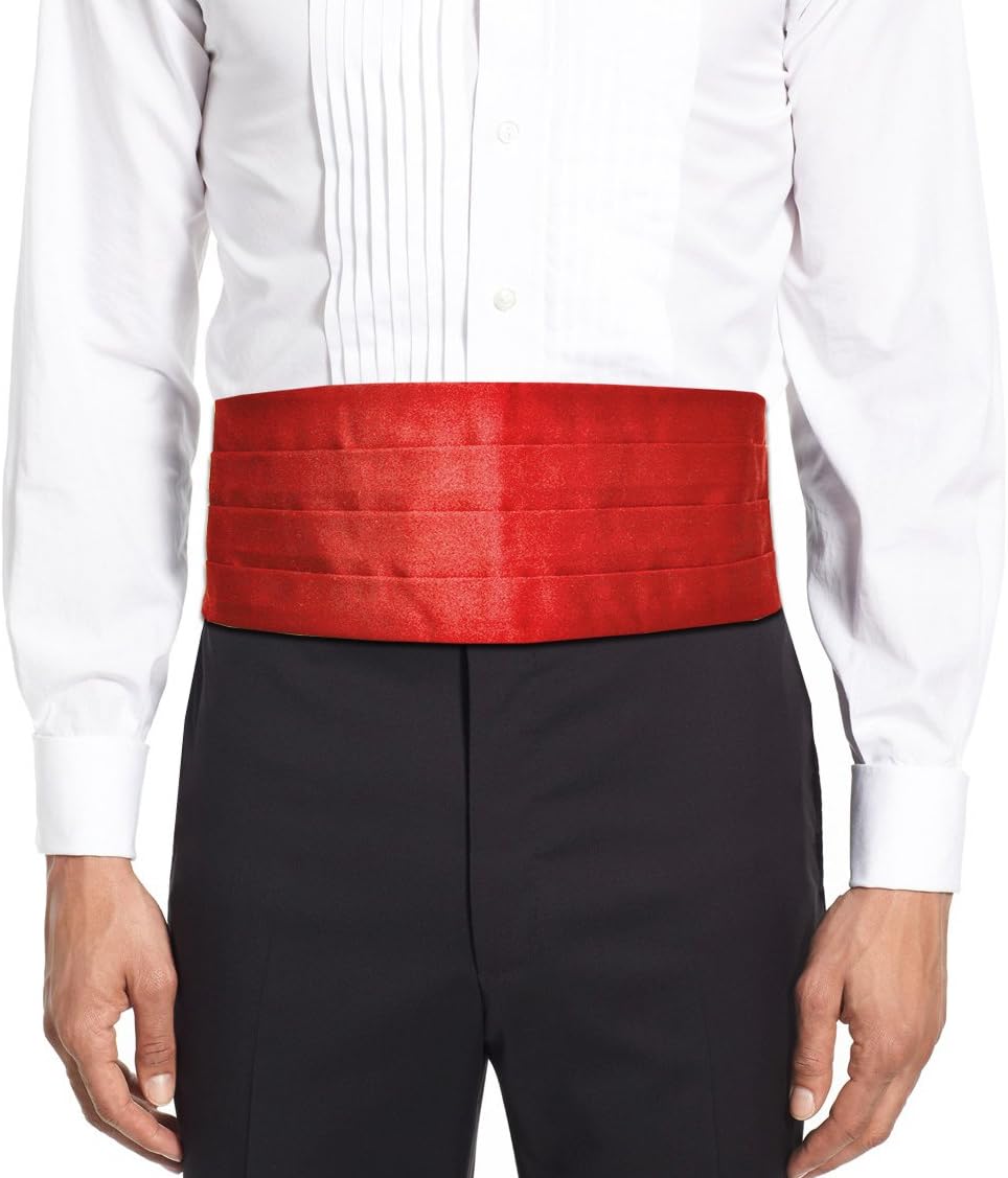 Remo Sartori Made in Italy Men's Solid Color Cummerbund Tuxedo Belt, 4 Folded, Silk