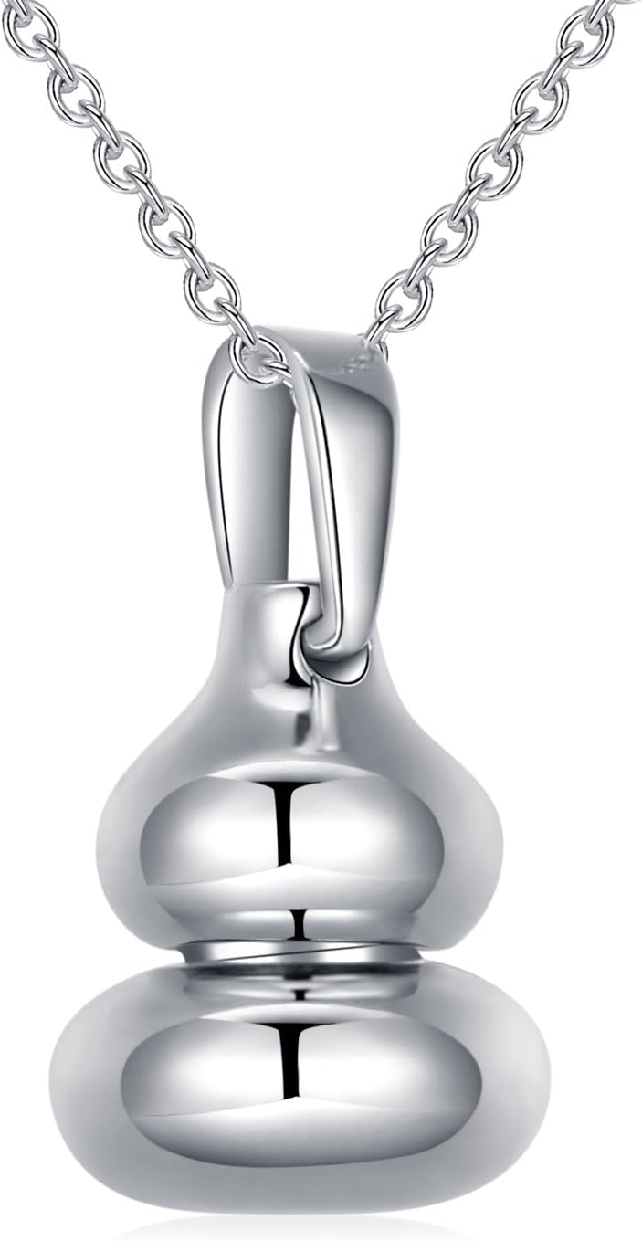 LAIMALA Sterling Silver Openable Gourd Urn Container Keepsake Ashes Pendant Necklace 18"
