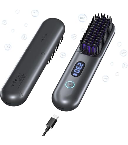 Amazon.com : TYMO Cordless Hair Straightener Brush - Porta  display picture 1