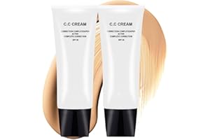 CROOT 2PCS Skin Tone Adjusting CC Cream SPF 50,Cosmetics CC Cream Self Adjusting for Mature Skin, CC Cream Face Sunscreen and Foundation, Primer Moisturizing Skin Concealer Brightening Skin Tone