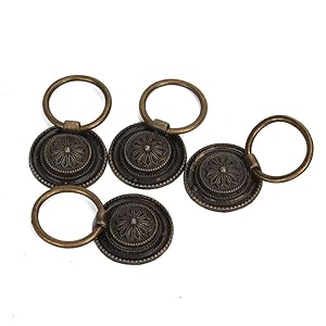 4pcs Door Ring Pull Handle Knob Decor for Cupboard Cabinet Drawer