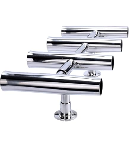 Amarine Made 4-Tube Stainless Steel Fishing Rod Holder - Wall Mounted Rod Rack, 316 Grade, Adjustable Amarine Made 4-Tube Stainless Steel Fishing Rod Holder - Wall Mounted Rod Rack, 316 Grade, Adjustable