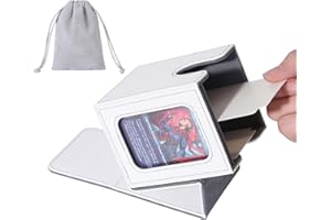 AFIING MTG Deck Box for Commander Display,Card Deck Box Fits 100 Double Sleeved Cards, Magic Commander TCG Card Storage Box with 2 Dividers,Drawstring Bag and 1 Toploader(White/Grey)