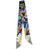 IMLECK Fashion Natural Flower Bird Printing Handbag Handle Ribbon Scarf Neck Scarf for Women