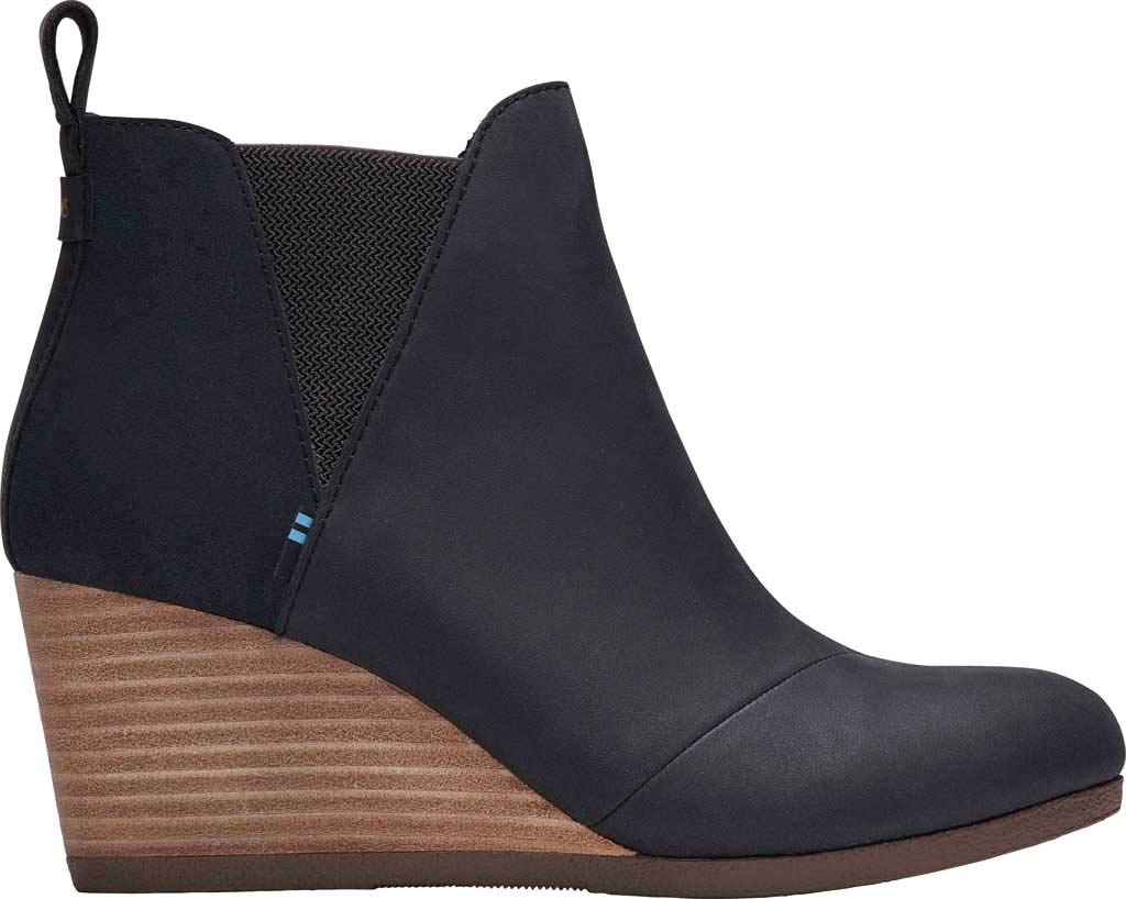 TOMS womens Kelsey Pump, Black Leather/Suede, 10 US