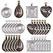 Glarks 48-Pieces 4 Styles Pendant Trays 24pcs Round & Square & Heart & Teardrop and 24pcs Bright Glass Cabochon Dome Tiles for Crafting DIY Jewelry Gift Making primary
