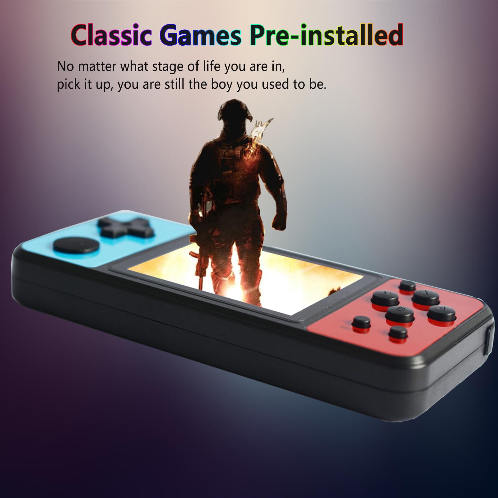 Great Boy Handheld Games for Kids Adults, Built-in 1015 Retro Video Games and Support Download Save Progress Rechargeable 3.0 Inches HD Screen Birthday Xmas Gift (Black)