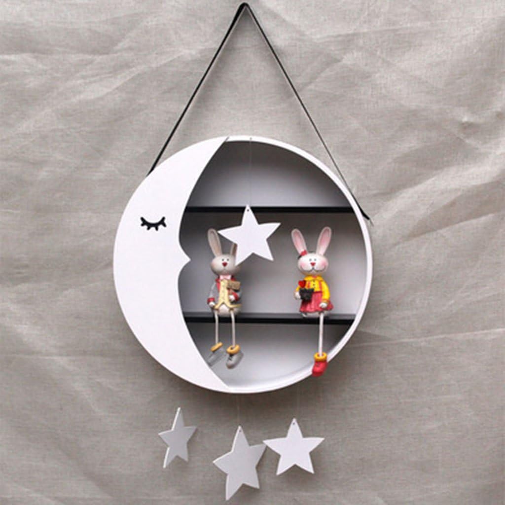 Amazon Com Wlwwy Lovely Circular Moon Shaped Wall Storage Shelf Children S Room Wall Shelf Display Hanging Shelf Room Decor White Kitchen Dining