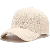 Avilego Winter Baseball Cap for Women Lamb Wool Solid Color Warm Baseball Cap for Outdoor Travel