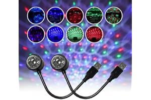 2Pack Portable USB Disco Ball Lamp, Small Colorful Atmosphere Decor with Flexible Tube, Easy Plug-and-Play Ambient Light for 