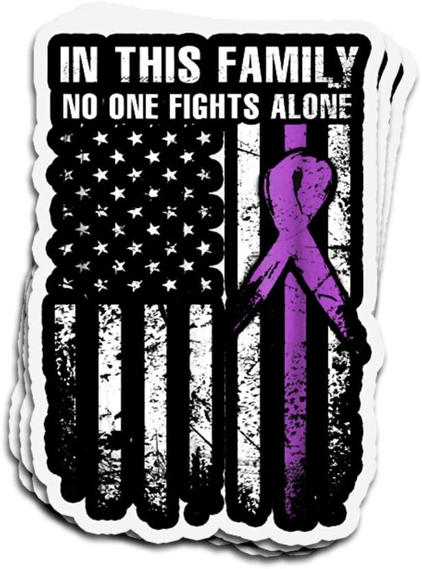 3 PCs Stickers Vintage in This Family No One Fights Pancreatic Cancer Alone American Flag 3&times;4 Inch Die-Cut Wall Decals for Laptop Window Car Bumper Helmet Water Bottle