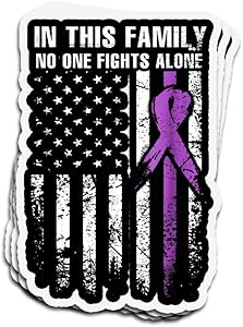 3 PCs Stickers Vintage in This Family No One Fights Pancreatic Cancer Alone American Flag 3&times;4 Inch Die-Cut Wall Decals for Laptop Window Car Bumper Helmet Water Bottle