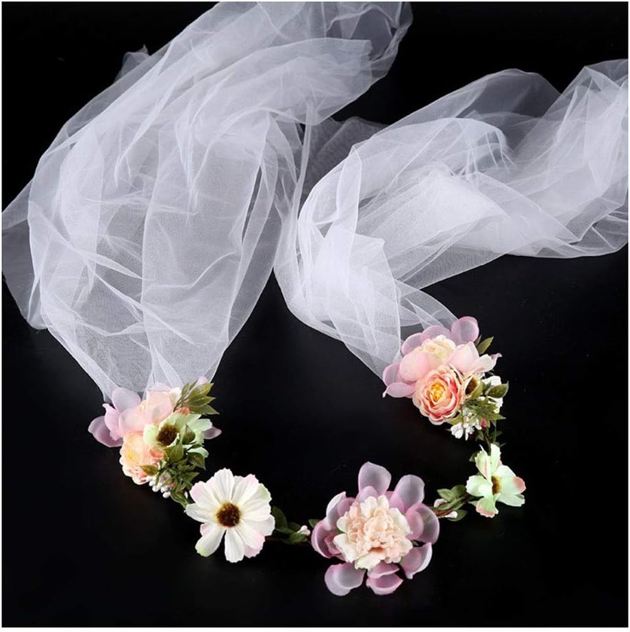 Wreath Flower Wedding Bride Veil Fabric Flower Tiara Hair Band Girl Head Jewelry Photo Accessories