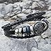 Handmade Punk Bracelet for Man - Retro Genuine Leather Cuff Wrap Bracelet (Black)