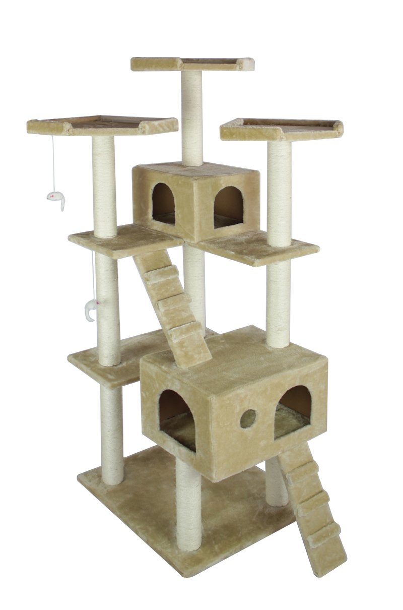 BestPet Cat Tree Pet House Condo Activity, 73Inch, Beige