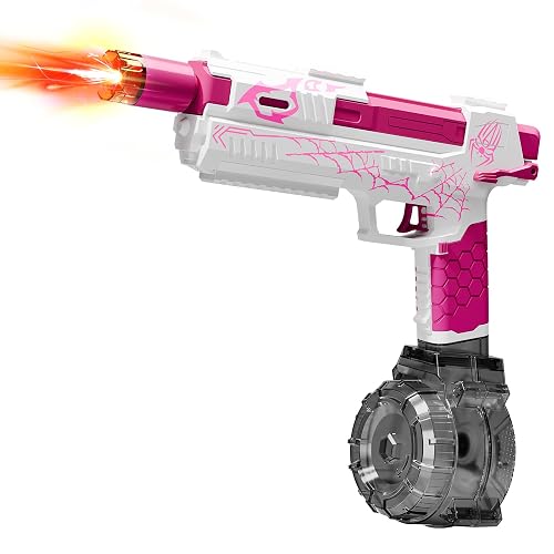 FYGURSO Electric Water Gun for Adults Kids, Automatic Squirt Gun with a Long Range of up to 26 Ft, LED Light Large Capacity IP7 Waterproof Fully Auto Water Guns (Pink)
