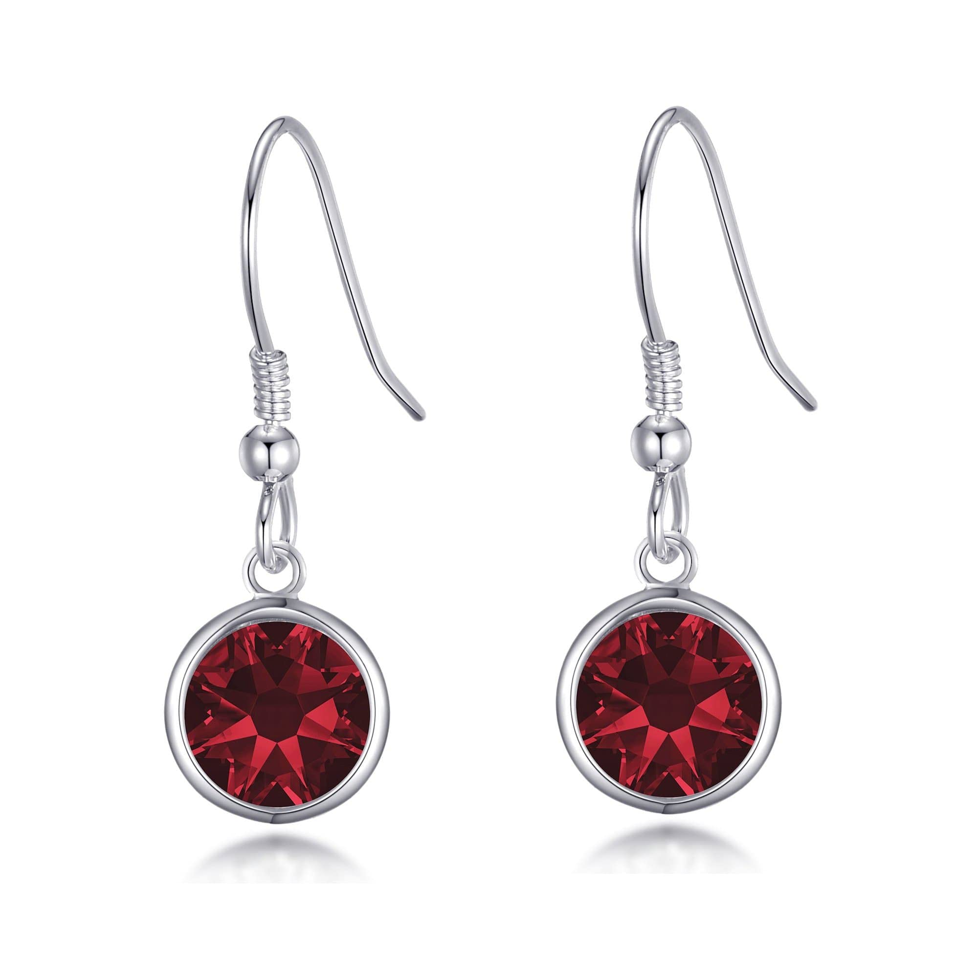Philip Jones Dark Red Crystal Drop Earrings Created with Zircondia® Crystals