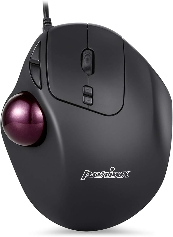 Perixx Perimice517 Wired Trackball USB Mouse, 7 Button
