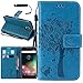 Harryshell Moto G4 Play Case, Caving Tree Kickstand Flip PU Wallet Leather Protective Case Cover with Card Slot & Wrist Strap for Motorola Moto G Play Version (2016) / G4 Play (Blue)