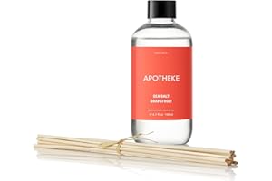 Apotheke Luxury Scented Oil Reed Diffuser Liquid Refill (Sea Salt Grapefruit) - Premium Home Fragrance Diffuser Refill Set with Sticks