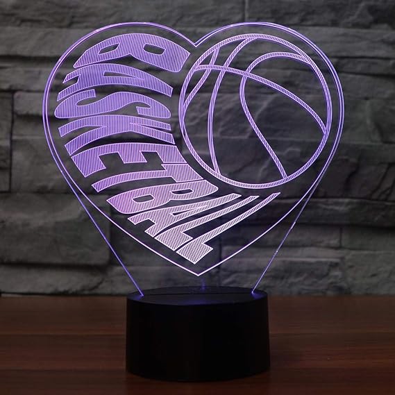 Fuente de luz visual, ilusión visual 3D Lámpara de Bketball del corazón